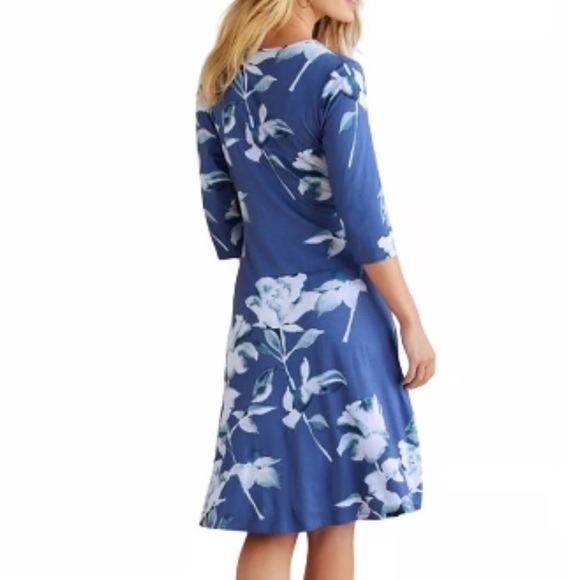 NWT Soft Surroundings Hyannis Faux Wrap Midi Dress Blue Floral 3/4 Sleeve XS - Picture 4 of 9
